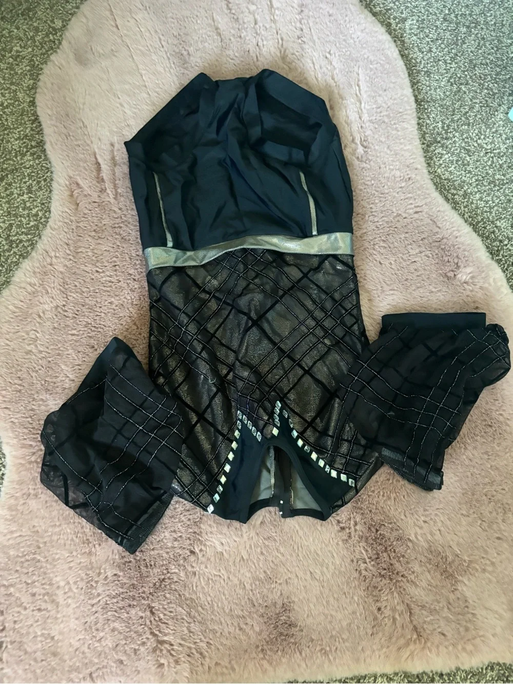 Black and Silver Kids' Large Dance Costume:Leotard